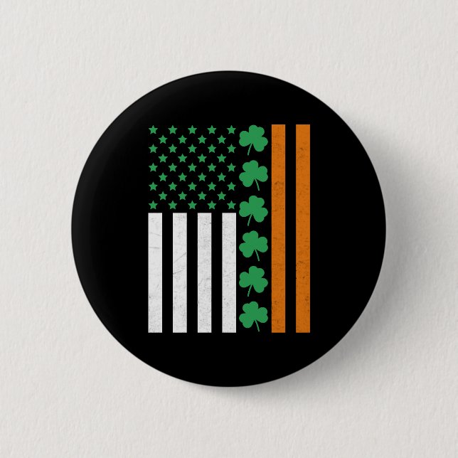 Irish American Flag St Pattys St Patricks Paddys 6 Cm Round Badge (Front)