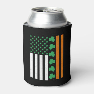 Irish American Flag St Pattys St Patricks Paddys Can Cooler