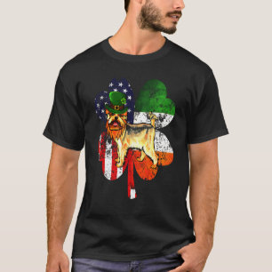 Irish American Flag Yorkshire Terrier T-Shirt