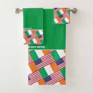 IRISH AMERICAN FLAGS   Christian Scripture  Bath Towel Set