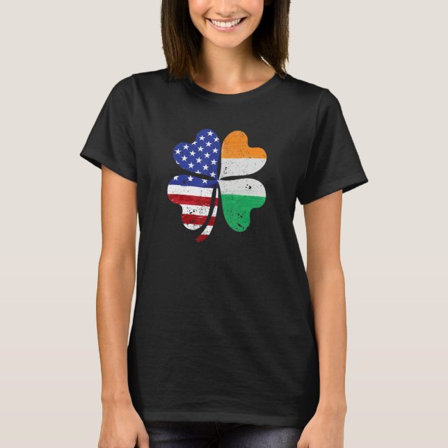 Irish American Ireland Flag ST PATRICKS DAY Lucky  T-Shirt (Front)