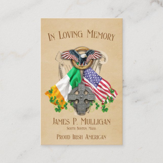 Irish American Memorial Photo Card (Front)