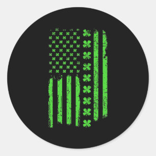 Irish American Shamrock Flag St Patricks Paddy Classic Round Sticker
