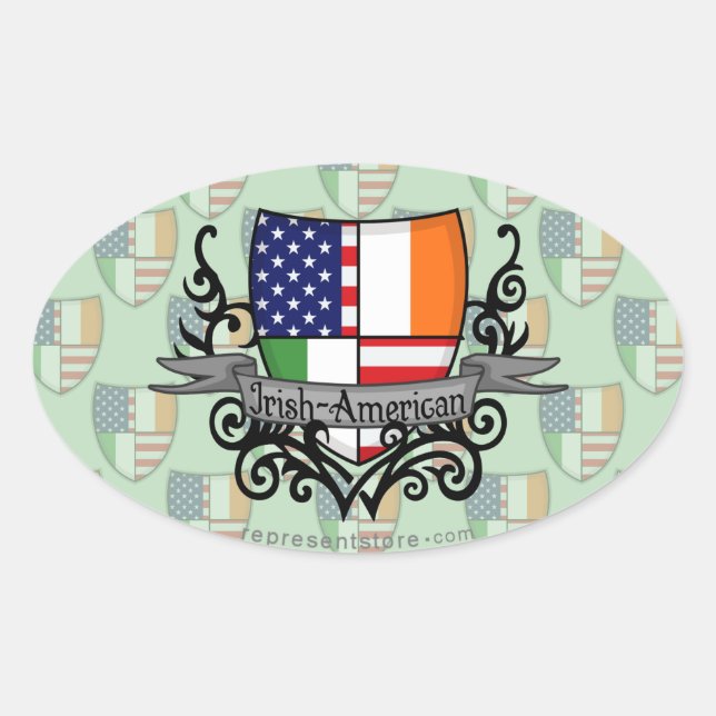 Irish-American Shield Flag Oval Sticker (Front)