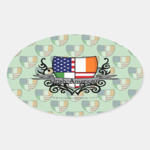 Irish-American Shield Flag Oval Sticker