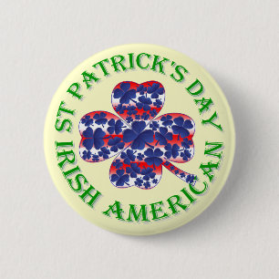 Irish American St Patrick's day 6 Cm Round Badge