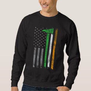 Irish American US Flag Firefighter Axe Fire St Pat Sweatshirt