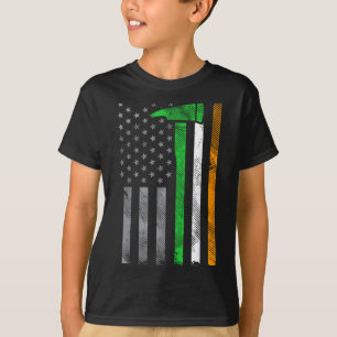 Irish American Us Flag Firefighter Axe Fire St Pat T-Shirt