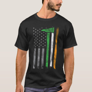 Irish American US Flag Firefighter Axe Fire St Pat T-Shirt