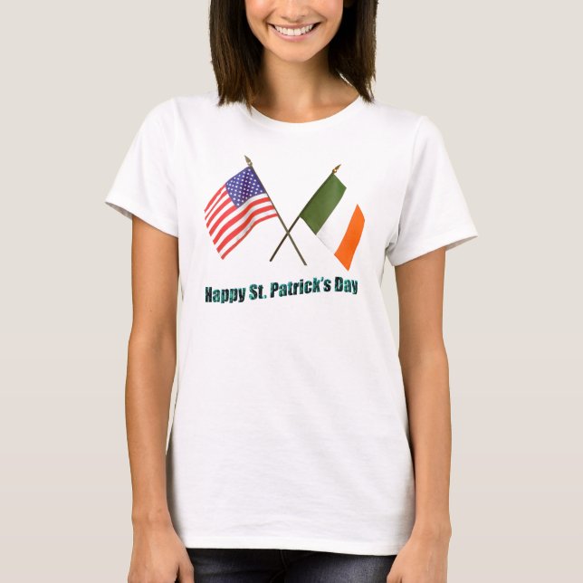 Irish and American Flags T-Shirt (Front)