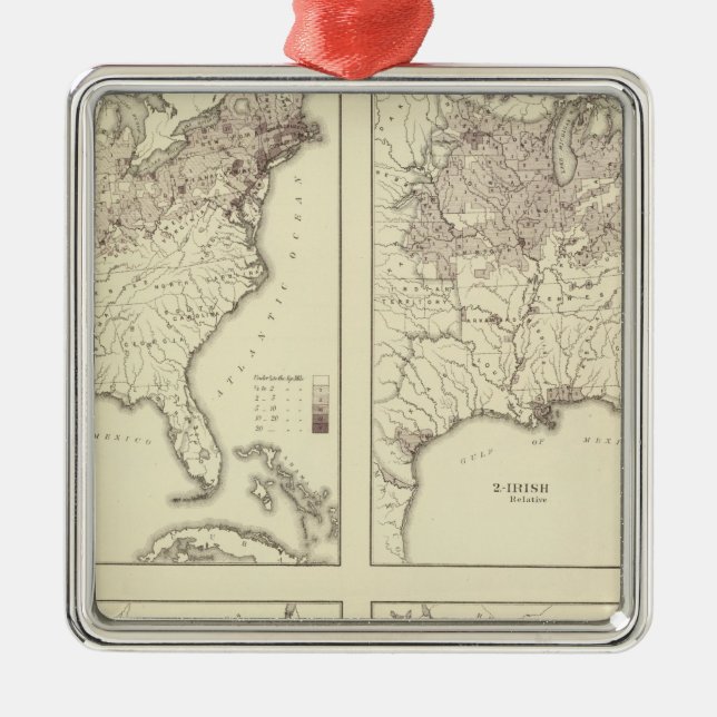 Irish and German Population 1870 Metal Tree Decoration (Front)