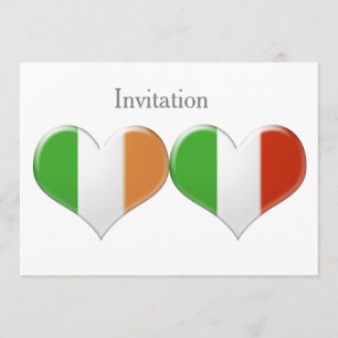 Irish and Italian Heart Flags Invitation