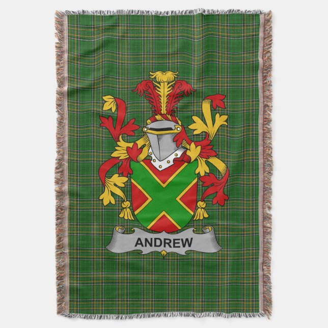  Irish Andrew Coat of Arms Family Crest Ireland Throw Blanket (Front Vertical)