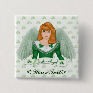Irish Angel and Banner 15 Cm Square Badge