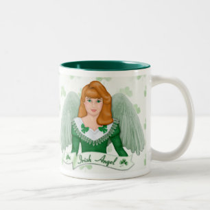Irish Angel and Banner Two-Tone Coffee Mug