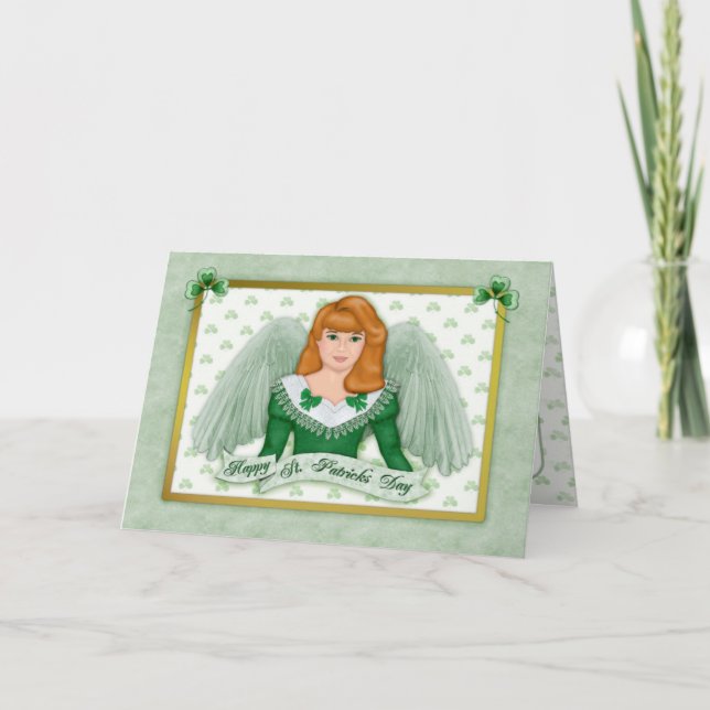 Irish Angel & Banner - Verse Inside Card (Front)