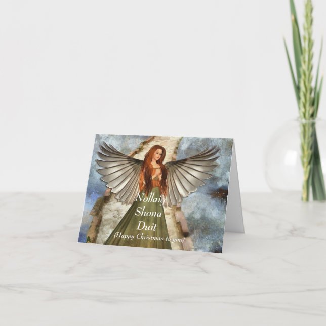 Irish Angel Christmas Blessing Holiday Card (Front)