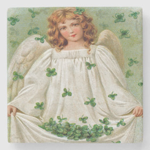 Irish Angel From Vintage Postcard, Marble Coaster