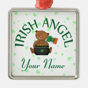 Irish Angel Teddy Bear Metal Tree Decoration