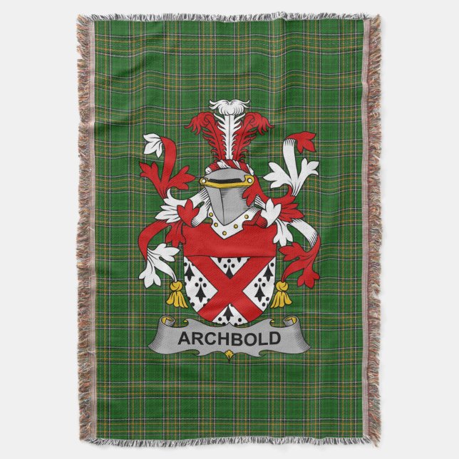  Irish Archbold Coat of Arms Family Crest Ireland Throw Blanket (Front Vertical)