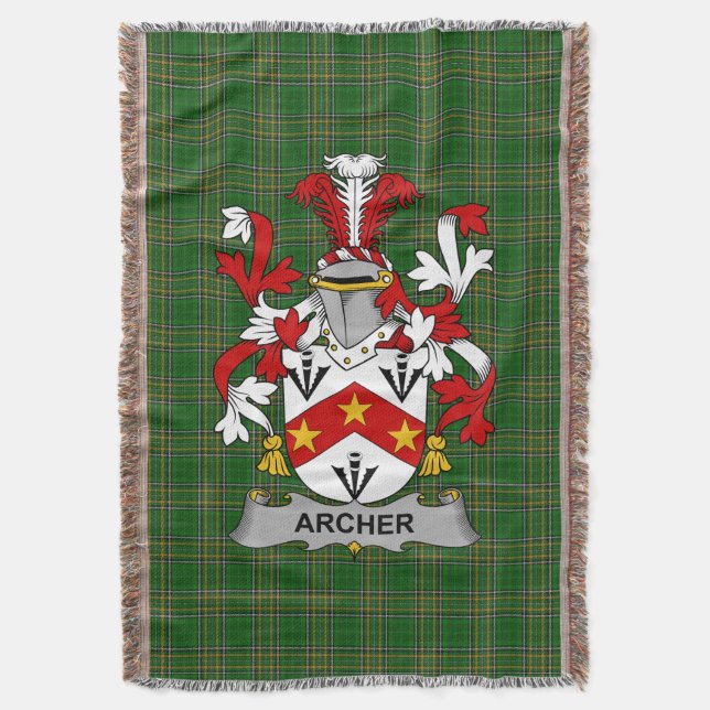  Irish Archer Coat of Arms Family Crest Ireland Throw Blanket (Front Vertical)