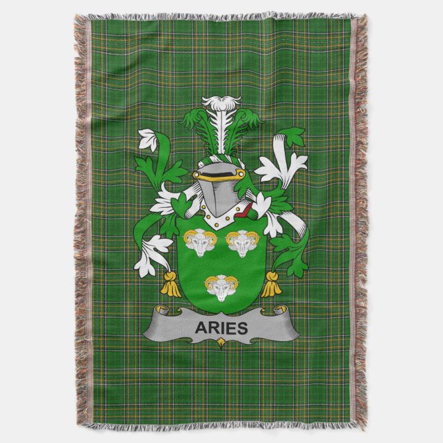  Irish Aries Coat of Arms Family Crest Ireland Throw Blanket (Front Vertical)