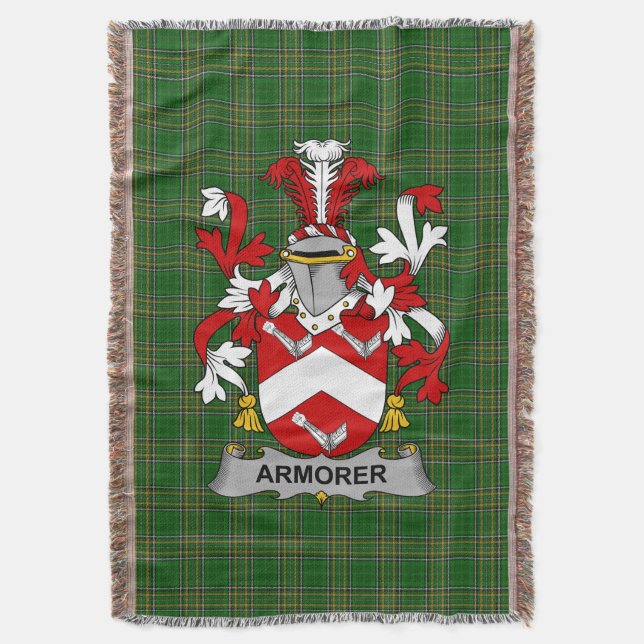  Irish Armorer Coat of Arms Family Crest Ireland Throw Blanket (Front Vertical)