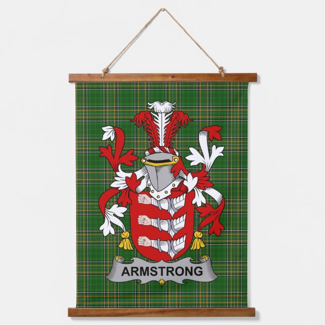 Irish Armstrong Coat of Arms Family Crest Hanging Tapestry (Front)