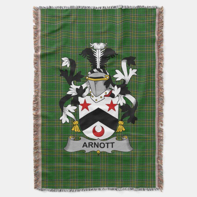  Irish Arnott Coat of Arms Family Crest Ireland Throw Blanket (Front Vertical)
