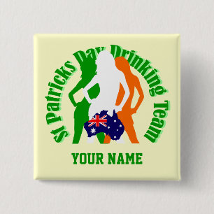 Irish Australian girls St Patrick's day 15 Cm Square Badge