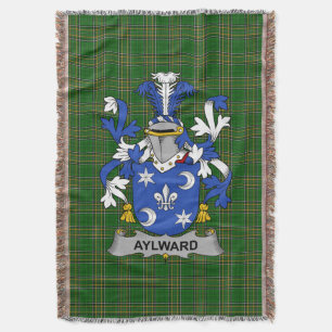  Irish Aylward Coat of Arms Family Crest Ireland Throw Blanket