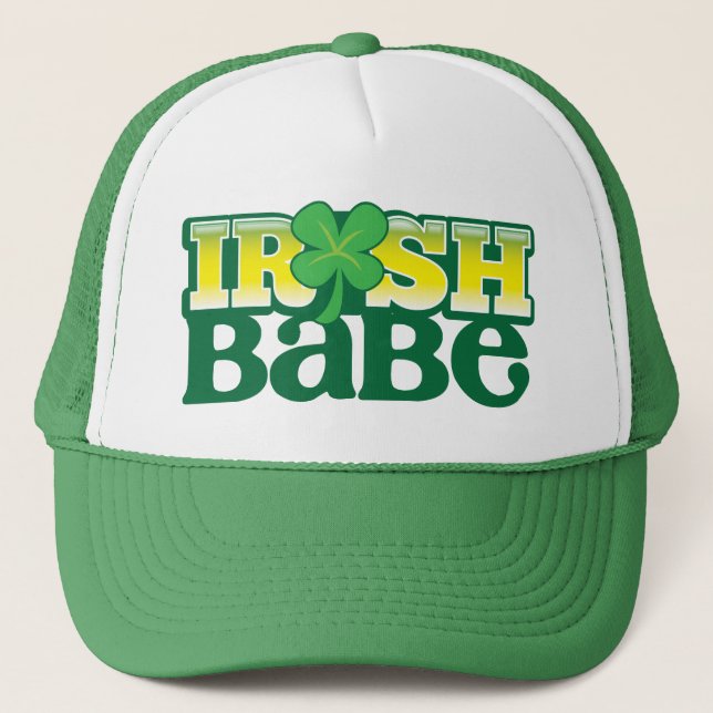 IRISH BABE! cute with a shamrock Trucker Hat (Front)