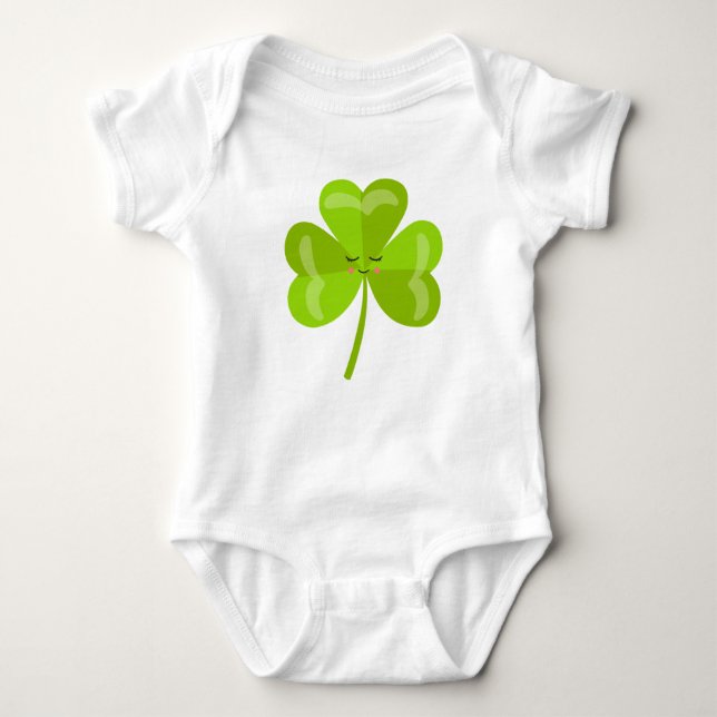Irish Baby Lucky Shamrock St Patrick's Day Bodysuit (Front)