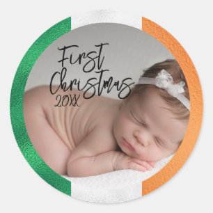 Irish Baby's First Christmas  Classic Round Sticker