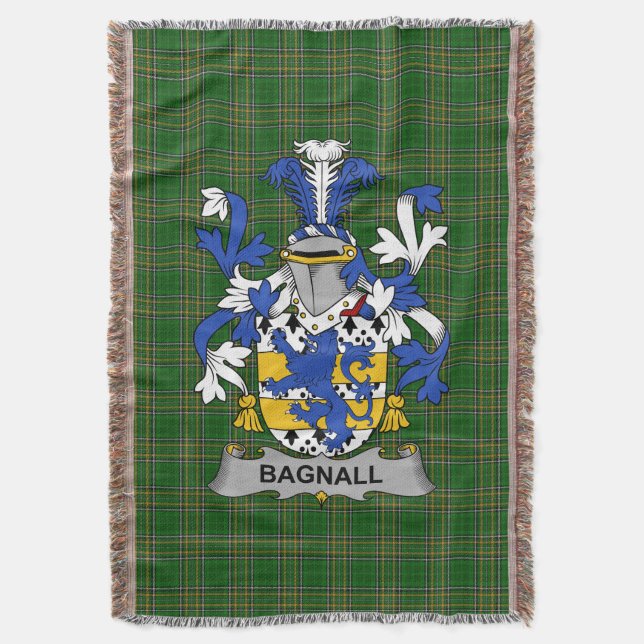  Irish Bagnall Coat of Arms Family Crest Ireland Throw Blanket (Front Vertical)