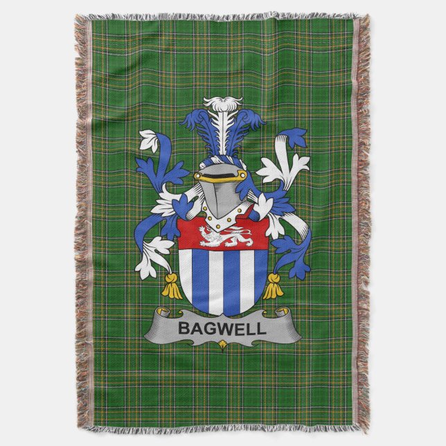  Irish Bagwell Coat of Arms Family Crest Ireland Throw Blanket (Front Vertical)