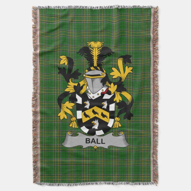  Irish Ball Coat of Arms Family Crest Ireland Throw Blanket (Front Vertical)