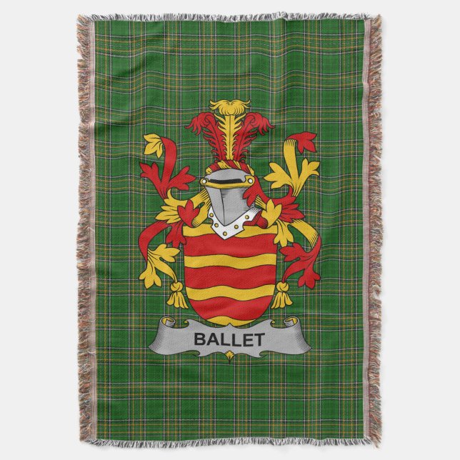  Irish Ballet Coat of Arms Family Crest Ireland Throw Blanket (Front Vertical)
