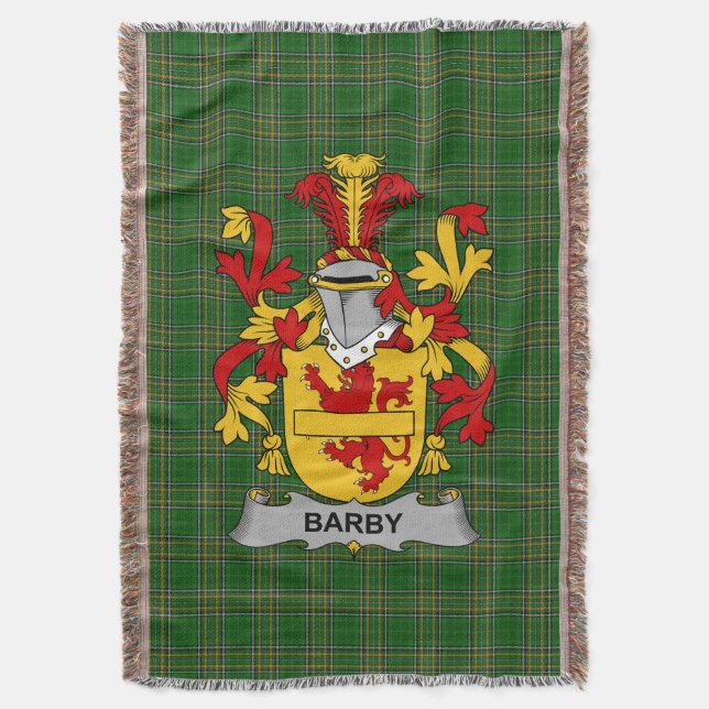  Irish Barby Coat of Arms Family Crest Ireland Throw Blanket (Front Vertical)