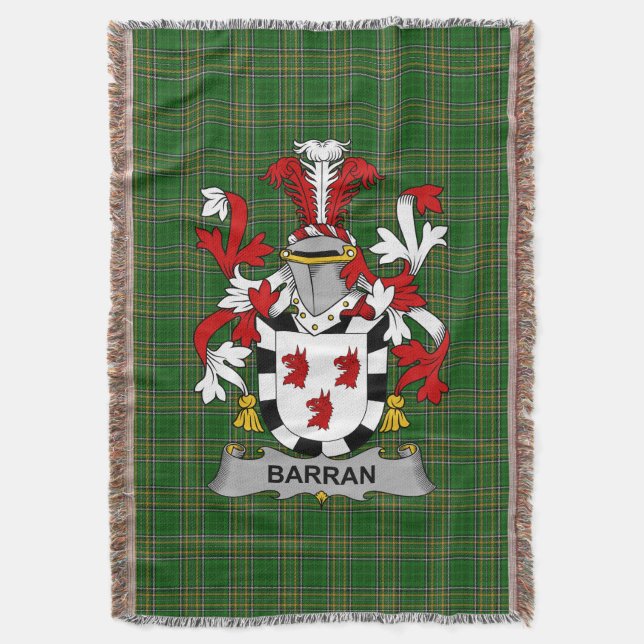  Irish Barran Coat of Arms Family Crest Ireland Throw Blanket (Front Vertical)