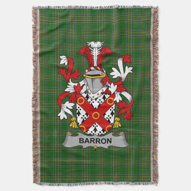  Irish Barron Coat of Arms Family Crest Ireland Throw Blanket (Front Vertical)