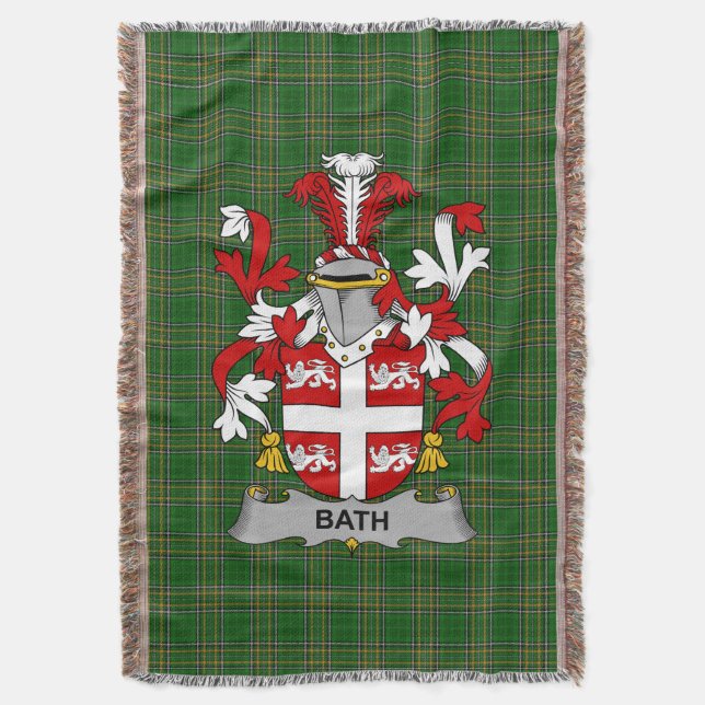  Irish Bath Coat of Arms Family Crest Ireland Throw Blanket (Front Vertical)