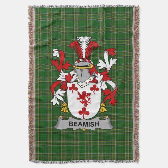  Irish Beamish Coat of Arms Family Crest Ireland Throw Blanket (Front Vertical)