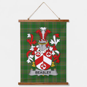 Irish Beasley Coat of Arms Family Crest Hanging Tapestry
