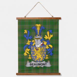 Irish Beaumont Coat of Arms Family Crest Hanging Tapestry