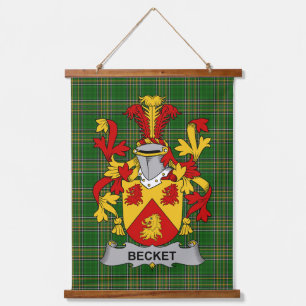 Irish Becket Coat of Arms Family Crest Hanging Tapestry