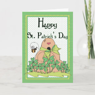 Irish Beehive w Bees Happy St. Patrick's Day Card