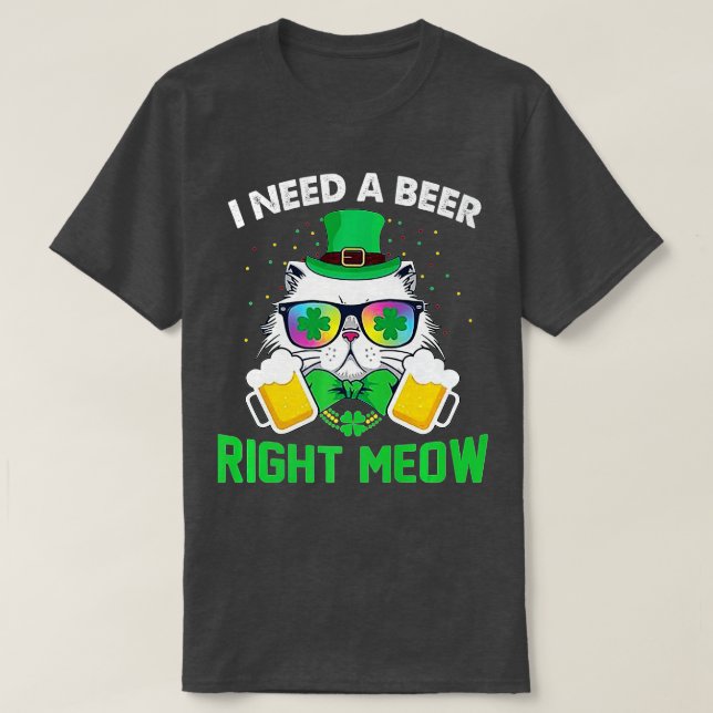Irish Beer Cat  St Patricks Day Drinking funny Pre T-Shirt (Design Front)