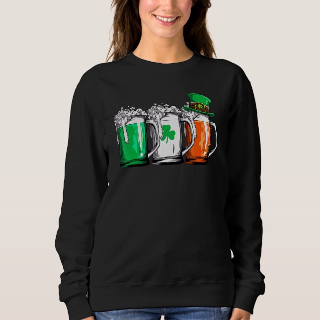 Irish Beer  Ireland Flag St Patrick Day Beer Sweatshirt (Front)
