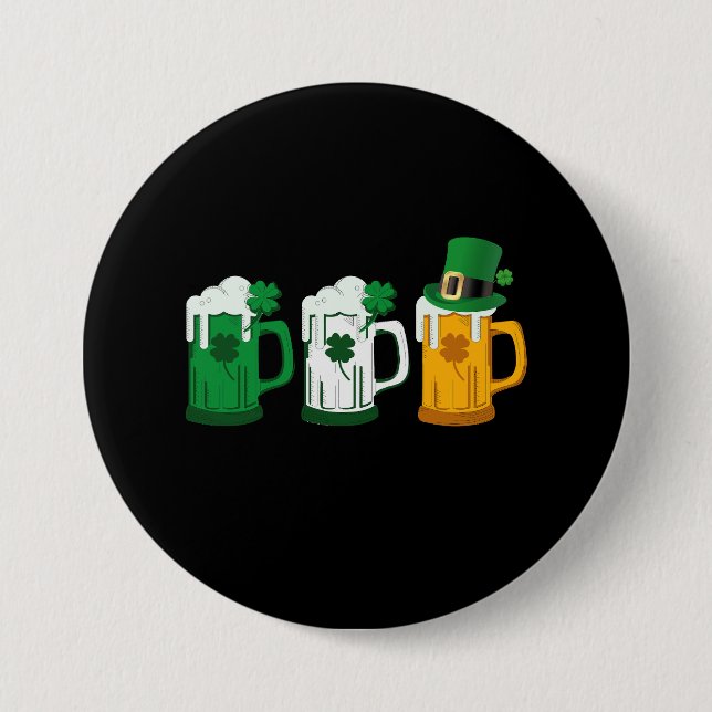 Irish Beer Ireland Flag St Patricks Day Leprechaun 7.5 Cm Round Badge (Front)